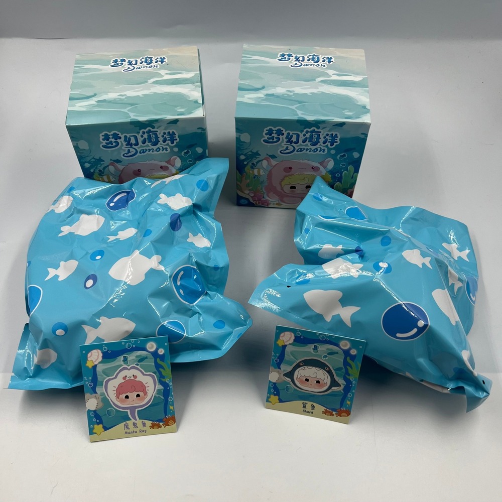 Damon Dream Ocean Manta Ray & Shark Plush Blind Box Collectible Set with Cards